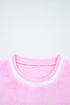 Sequin Chenille Letter Graphic Plush Fleece Pullover