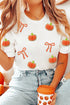 Sequin Chenille Pumpkin Bow Pattern Casual Graphic Tee