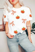 Sequin Chenille Pumpkin Bow Pattern Casual Graphic Tee