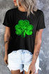 Sequin Clover Graphic Round Neck Short Sleeve Tee