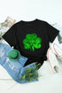Sequin Clover Graphic Round Neck Short Sleeve Tee