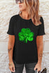 Sequin Clover Graphic Round Neck Short Sleeve Tee
