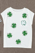 Sequin Clover Patch Pocket Short Sleeve Graphic Tee