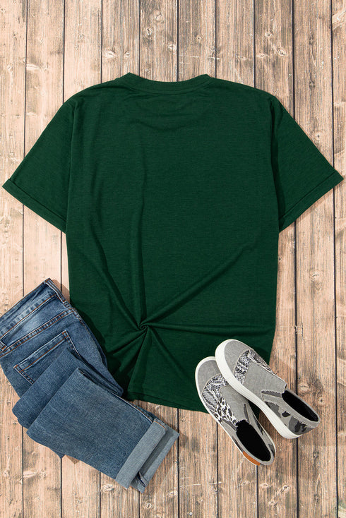 Sequin Clover Patch Short Sleeve Graphic T-shirt
