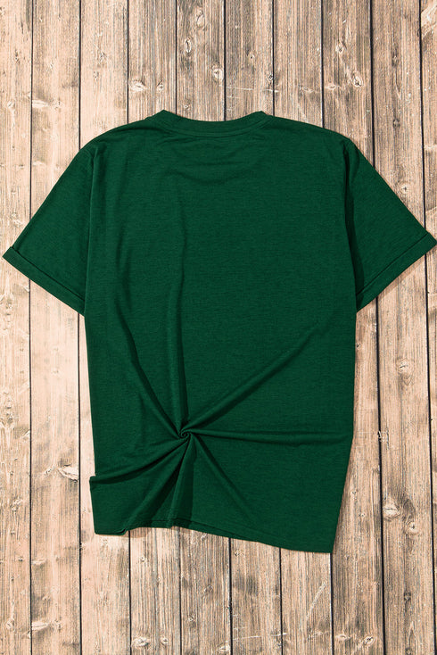 Sequin Clover Patch Short Sleeve Graphic T-shirt