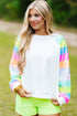 Sequin Color Block Raglan Sleeve Pullover Sweatshirt