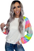 Sequin Color Block Raglan Sleeve Pullover Sweatshirt