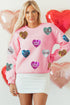 Sequin Conversation Heart Embellished Crew Neck Sweatshirt