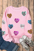 Sequin Conversation Heart Embellished Crew Neck Sweatshirt