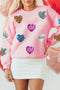 Sequin Conversation Heart Embellished Crew Neck Sweatshirt