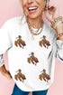 Sequin Cowboy Bronco Patch Crew Neck Sweatshirt