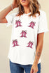 Sequin Cowgirl Boots Bow Repeat Graphic Tee