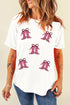 Sequin Cowgirl Boots Bow Repeat Graphic Tee