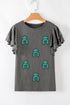 Sequin Cowgirl Graphic Print Ruffle Sleeve Tee