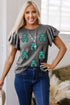 Sequin Cowgirl Graphic Print Ruffle Sleeve Tee