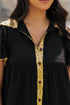 Sequin Detail Collared Flutter Sleeve Shirt Dress
