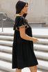 Sequin Detail Collared Flutter Sleeve Shirt Dress