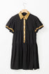 Sequin Detail Collared Flutter Sleeve Shirt Dress