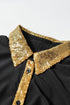 Sequin Detail Collared Flutter Sleeve Shirt Dress