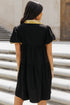 Sequin Detail Collared Flutter Sleeve Shirt Dress