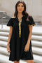 Sequin Detail Collared Flutter Sleeve Shirt Dress