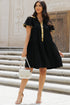 Sequin Detail Collared Flutter Sleeve Shirt Dress