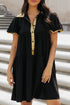 Sequin Detail Collared Flutter Sleeve Shirt Dress