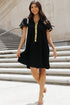 Sequin Detail Collared Flutter Sleeve Shirt Dress