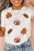 Sequin Detail Graphic Print Short Sleeve Crew Neck Tee