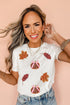Sequin Detail Graphic Print Short Sleeve Crew Neck Tee