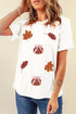 Sequin Detail Graphic Print Short Sleeve Crew Neck Tee