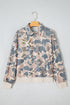 Sequin Duck Camouflage Pattern Collared Pullover Sweatshirt