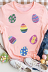 Sequin Egg Graphic Short Sleeve Crew Neck T Shirt