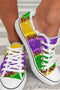 Sequin Embellished Animal Pattern Lace Up Sneakers