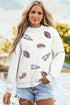 Sequin Embellished Ball Graphic Mock Neck Pullover Sweatshirt