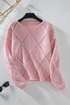 Sequin Embellished Diamond Openwork Knit Pullover Sweater
