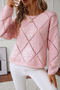 Sequin Embellished Diamond Openwork Knit Pullover Sweater
