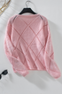 Sequin Embellished Diamond Openwork Knit Pullover Sweater