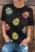 Sequin Embellished Egg Print Short Sleeve Tee
