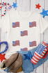 Sequin Embellished Flag Patch Short Sleeve Tee