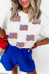 Sequin Embellished Flag Patch Short Sleeve Tee