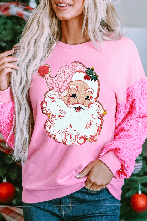 Sequin Embellished Graphic Long Sleeve Pullover Shirt