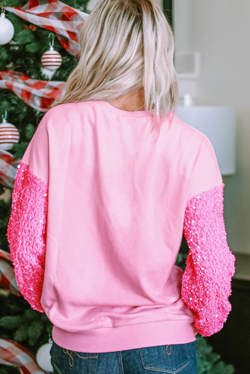 Sequin Embellished Graphic Long Sleeve Pullover Shirt