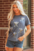 Sequin Embellished Helmet Graphic Short Sleeve Tee