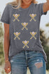 Sequin Embellished Helmet Graphic Short Sleeve Tee
