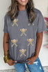 Sequin Embellished Helmet Graphic Short Sleeve Tee