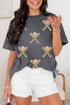 Sequin Embellished Helmet Graphic Short Sleeve Tee