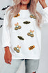 Sequin Embellished Pattern Glam Inspired Graphic Pullover Sweatshirt