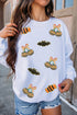 Sequin Embellished Pattern Glam Inspired Graphic Pullover Sweatshirt