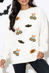 Sequin Embellished Pattern Glam Inspired Graphic Pullover Sweatshirt
